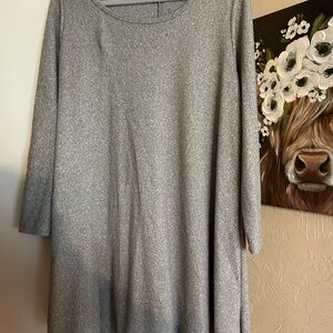 French Atmosphere Silver Ruched Sheath Dress 3/4 Sleeve